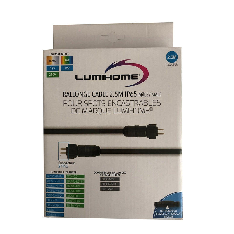 Rallonge Connectiques Etanches IP67 2,5 M Pour Gamme plug&play Lumihome 12–230V - Mobalu Boutique