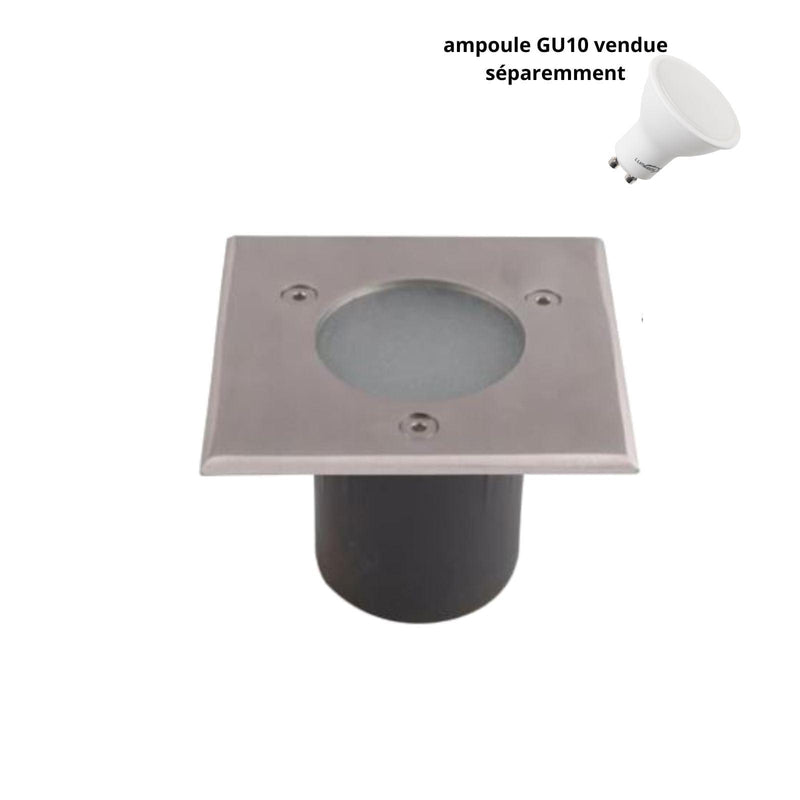 Spot encastrable inox carré GU–CA100 - 230V - 10X10cm - Douille GU10 - Mobalu Boutique