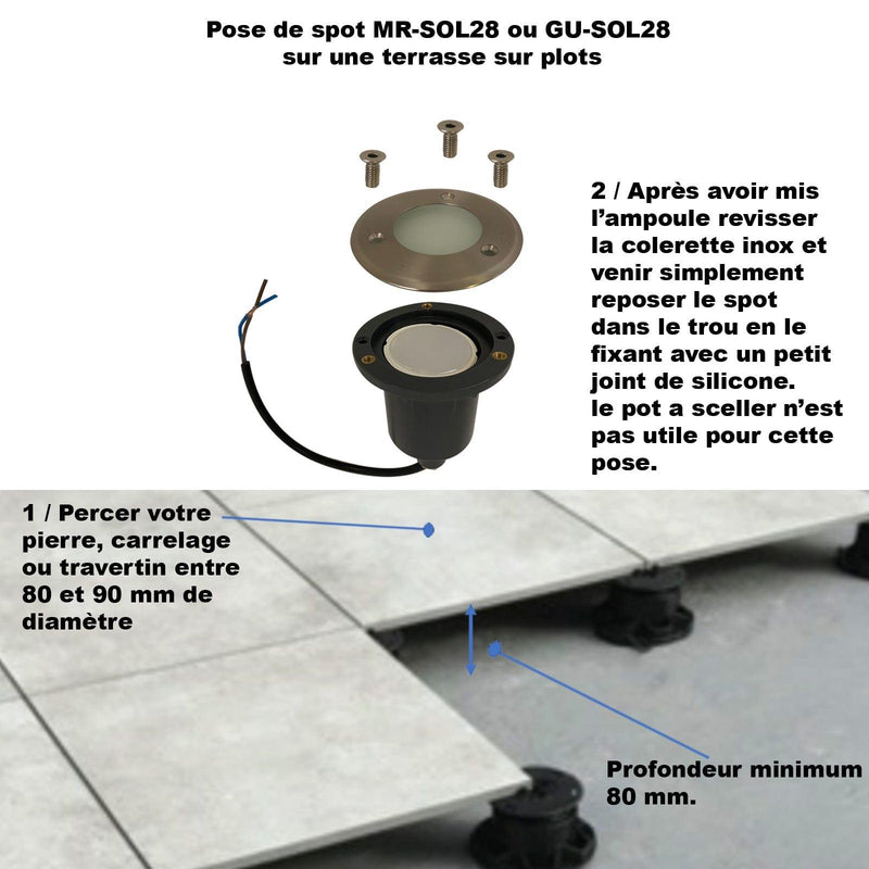 Spot encastrable pour abords de piscine MR–SOL28 - 12 Volt - Ø 10 cm - Ampoule interchangeable GU5.3 - Mobalu Boutique