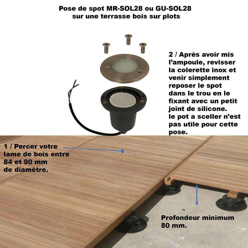 Spot encastrable pour abords de piscine MR–SOL28 - 12 Volt - Ø 10 cm - Ampoule interchangeable GU5.3 - Mobalu Boutique