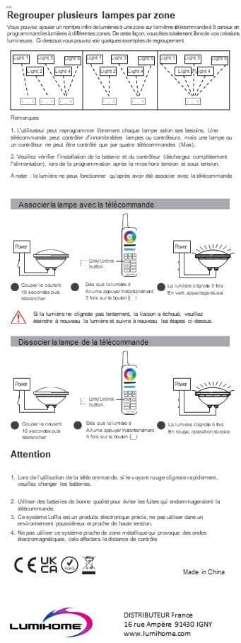 Télécommande RGBWW Gamme Lora 8 zones - Portée 50m - Mobalu Boutique